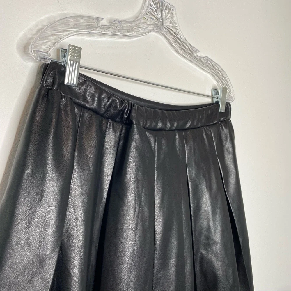SO Black Faux Leather Pleated Skirt